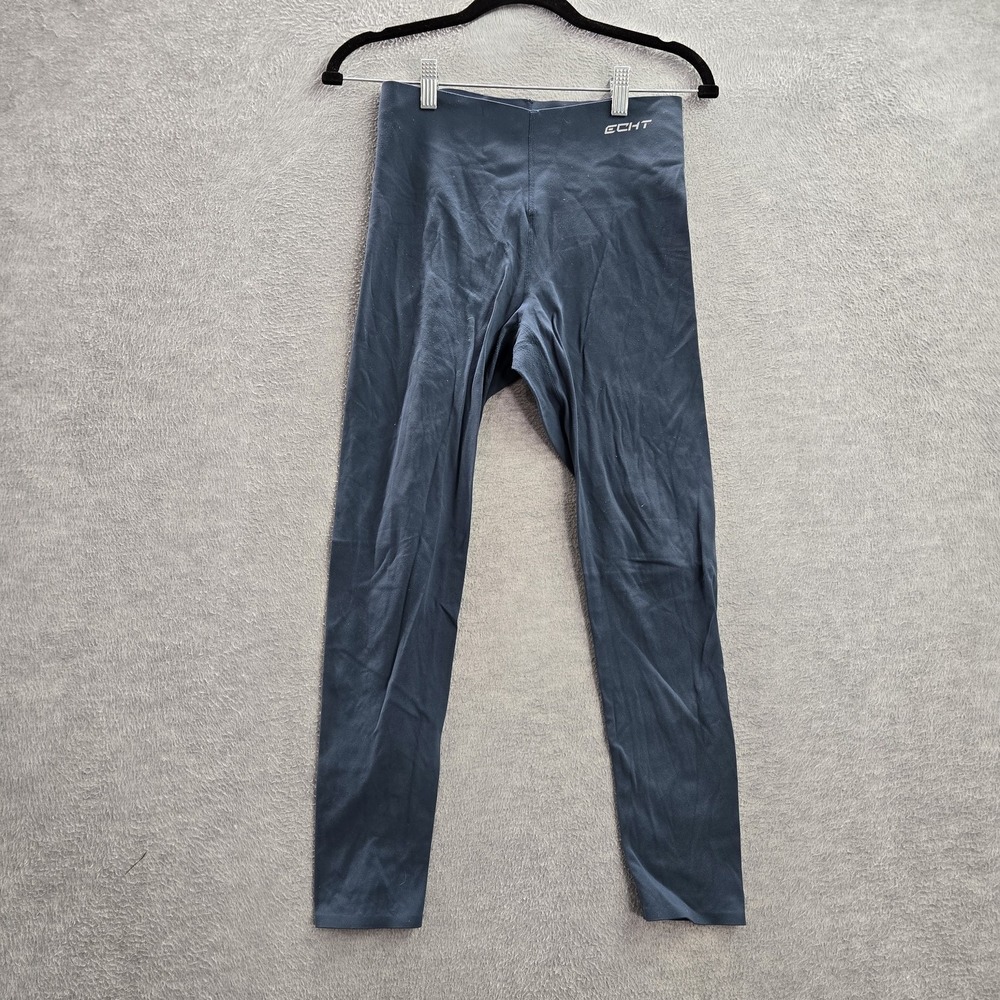 ECHT Women Activewear Pants M Blue Nylon Spandex Legging Yoga 24" Inseam Crop‎